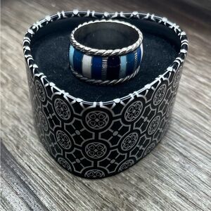 Brighton Cabana blue, white, silver ring.